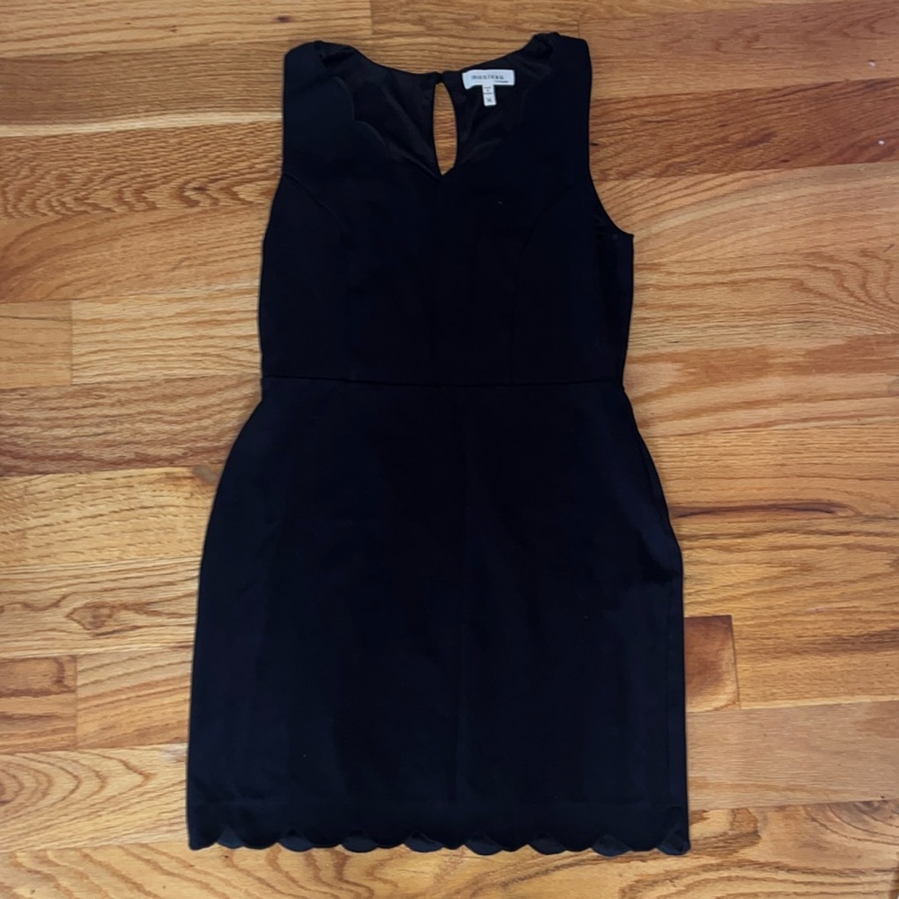 Scalloped Edge Black Dress